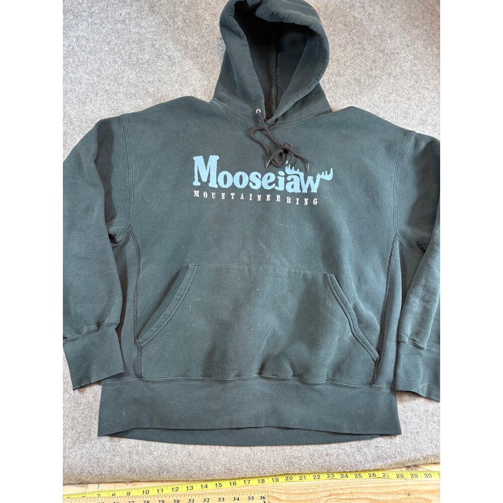 Vintage 90s Moosejaw Mountaineering Hoodie Mens 2XL Black Reverse Weave